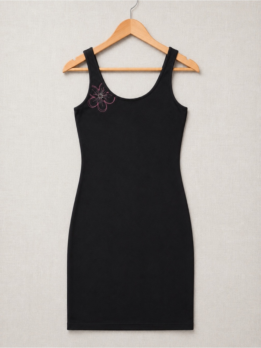 La SENZA Y2K Black Tank Dress with Pink Floral Detail - Picture 1 of 4